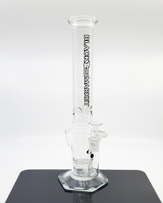 Black Market Glass 13" Honeycomb Straight Tube Bong | Superior Filtration