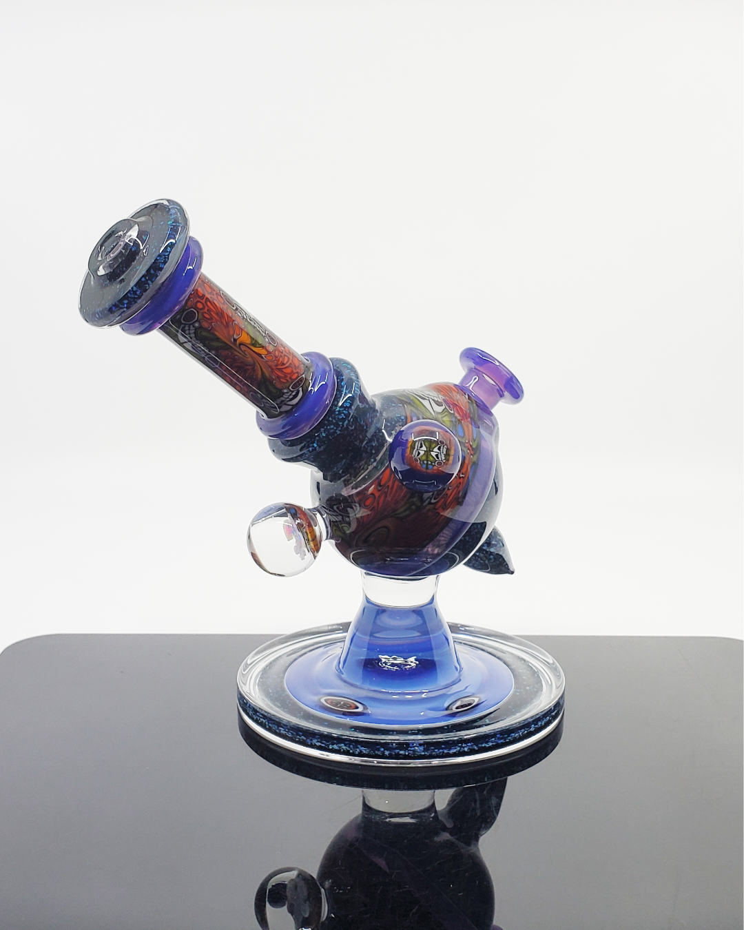 Cajun Glass Chip Stack Heliosphere – Artisanal 14mm Dab Rig with Layered Glass Detail