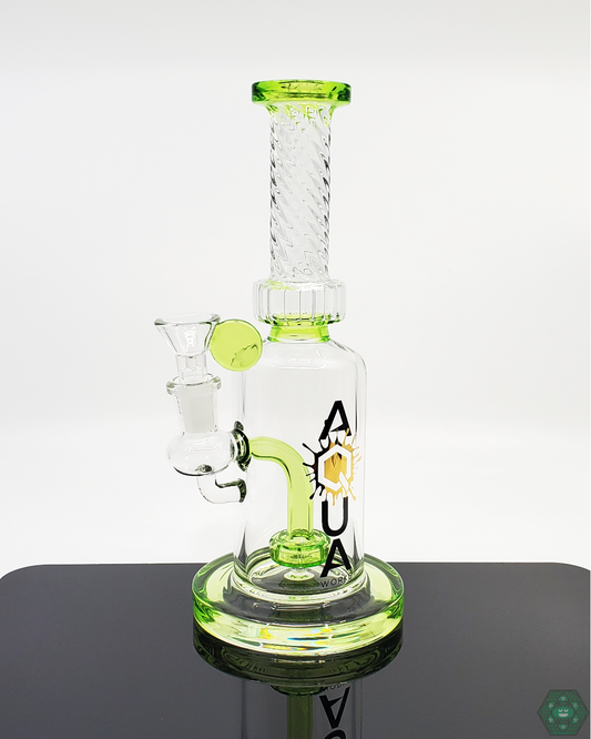 Aqua Works Glass 9” Spiral Neck Straight Tube | Unique Spiral Design | Smooth Hits