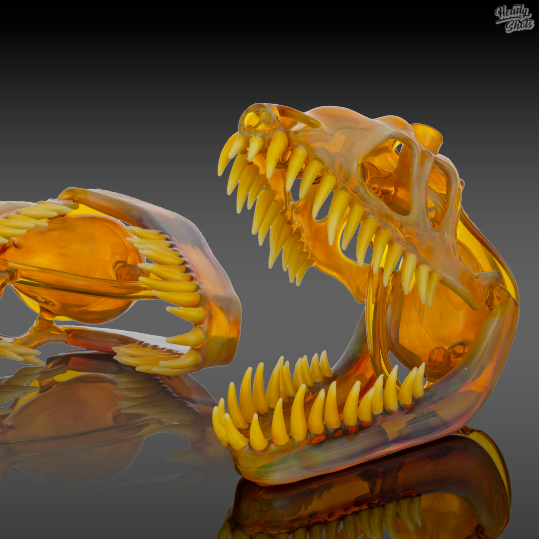 Buck Glass - NS Yellow Allosaurus Skull