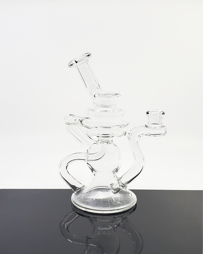 Space Cricket Glass - Clear 6.5-Inch Kickback Recycler with 2-Hole Perc