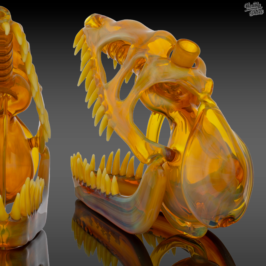 Buck Glass - NS Yellow Allosaurus Skull