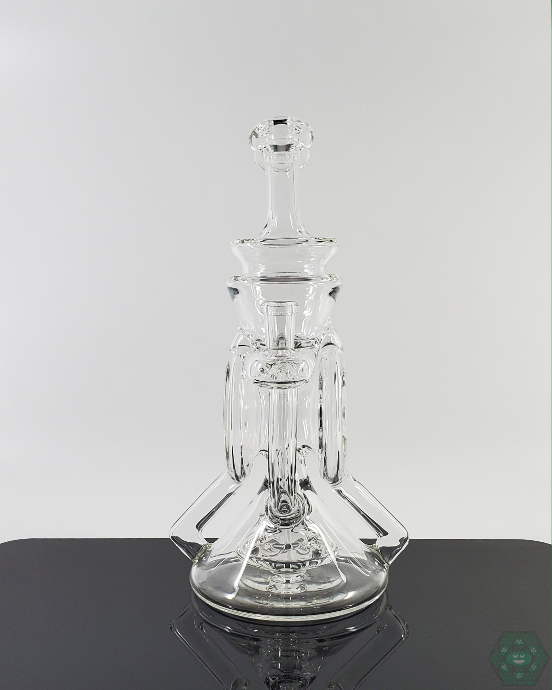 Cerio Glass Clear Recycler V3 #5 with 4-Hole Perc and Dual Uptake for Smooth Filtered Hits