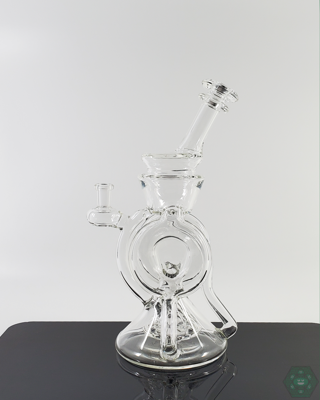 Cerio Glass Clear Recycler V3 #5, Perfect for Serious Glass Collectors, Features Dual Uptake and 4-Hole Perc