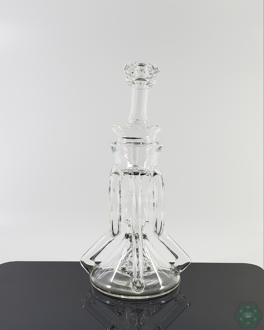 Cerio Glass Clear Recycler V3 #5 with 10mm Female Joint and 4-Hole Perc for High-Performance Function