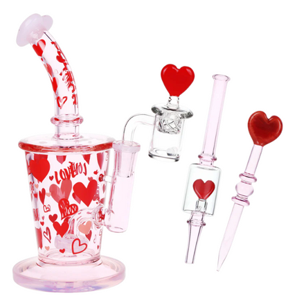 Pulsar - Valentine's Love Hearts Glass Dab Rig Kit