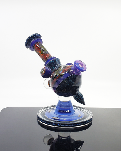 Cajun Glass Chip Stack Heliosphere – Artisanal 14mm Dab Rig with Layered Glass Detail