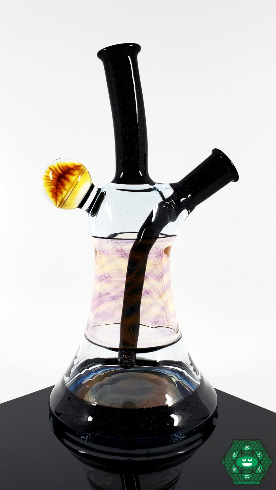 Aric Bovie Handcrafted Fumed Glass Rig | 8-Inch Sparkle Finish with 14MM Female Joint and 2-Hole Perc for Smooth Hits

