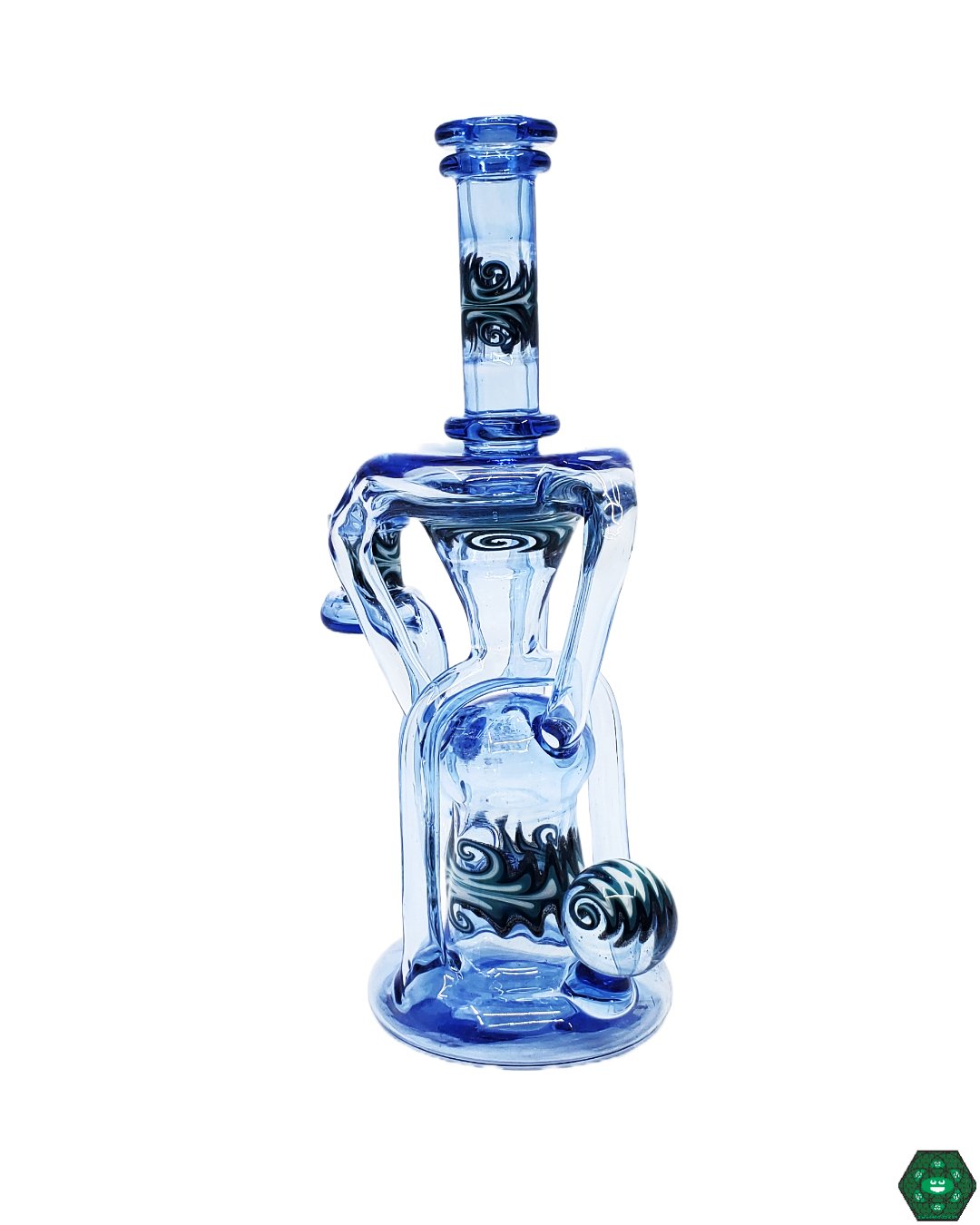 Logi Glass Art - Blue Dream Wig-Wag Recycler - @Logi_glass_art - HG